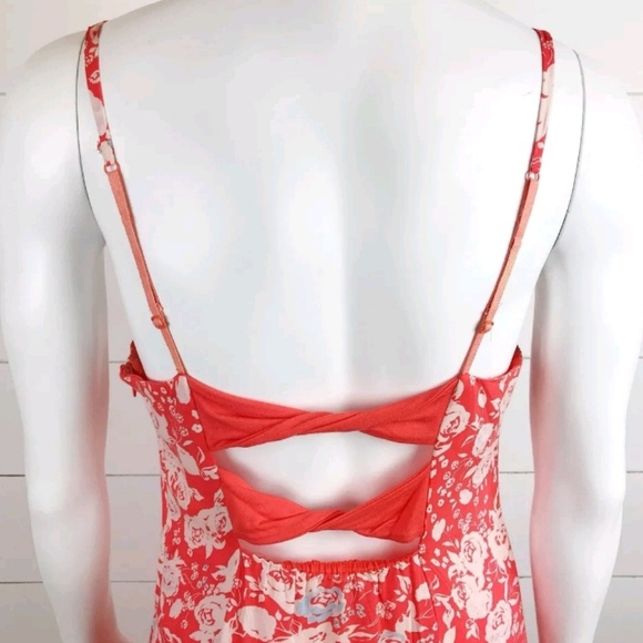 Free People summer dress red orange coral floral - Picture 4 of 7